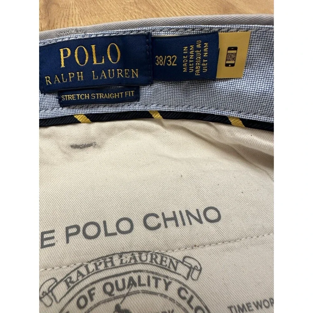 Polo Ralph Lauren Pants Mens 38x32 Gray Stretch Slim Fit Dress Chinos Flat Front